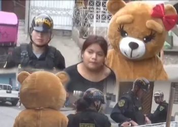 වැලන්ටයින් දවසේ හොර අල්ලන්න ටෙඩී වගේ සැරසුණු පොලිස් නිලධාරියෙක්